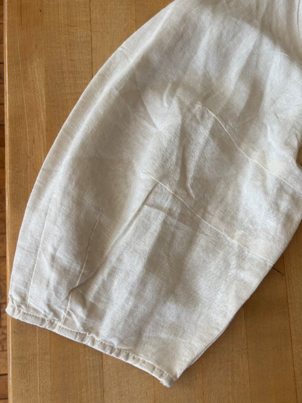 White Creme Banana Republic Linen-Blend Seamed Top Square Neck Smocked Balloon - Picture 11 of 16